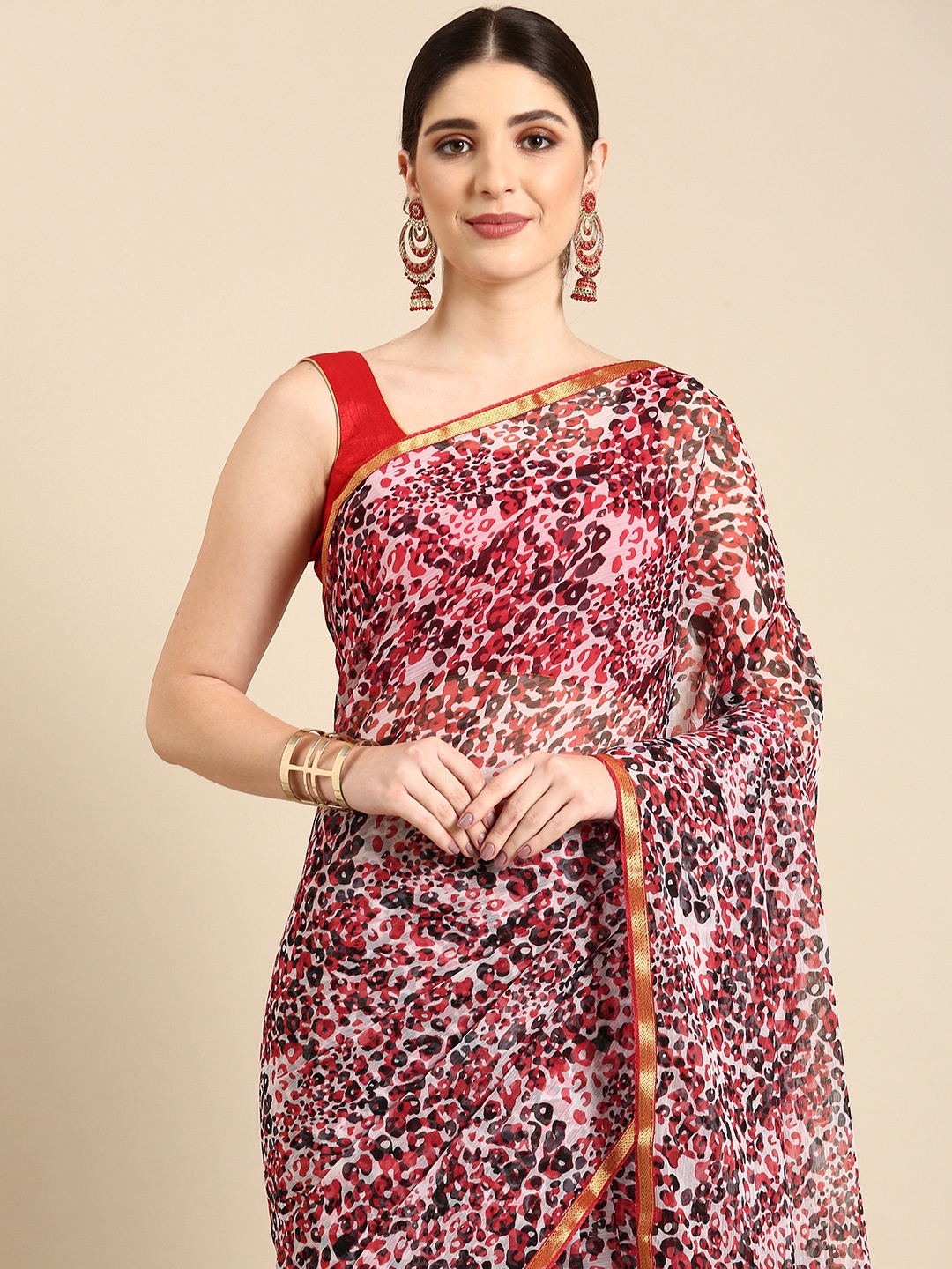 

HERE&NOW Abstract Printed Pure Georgette Saree, Multi