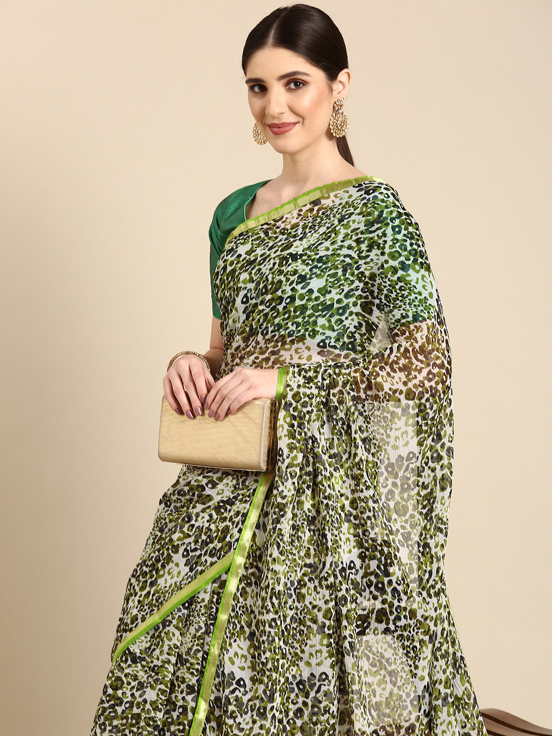 

HERE&NOW Abstract Printed Pure Georgette Saree, Multi