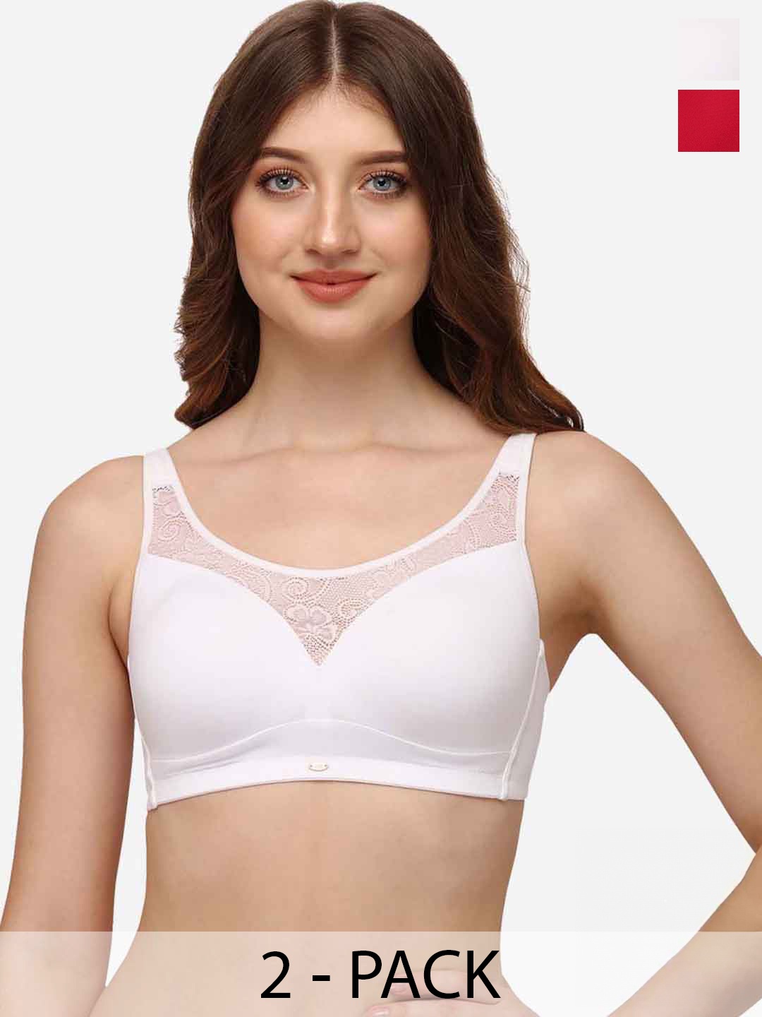 

Soie Pack Of 2 Full Coverage Lightly Padded Bra With All Day Comfort, Red