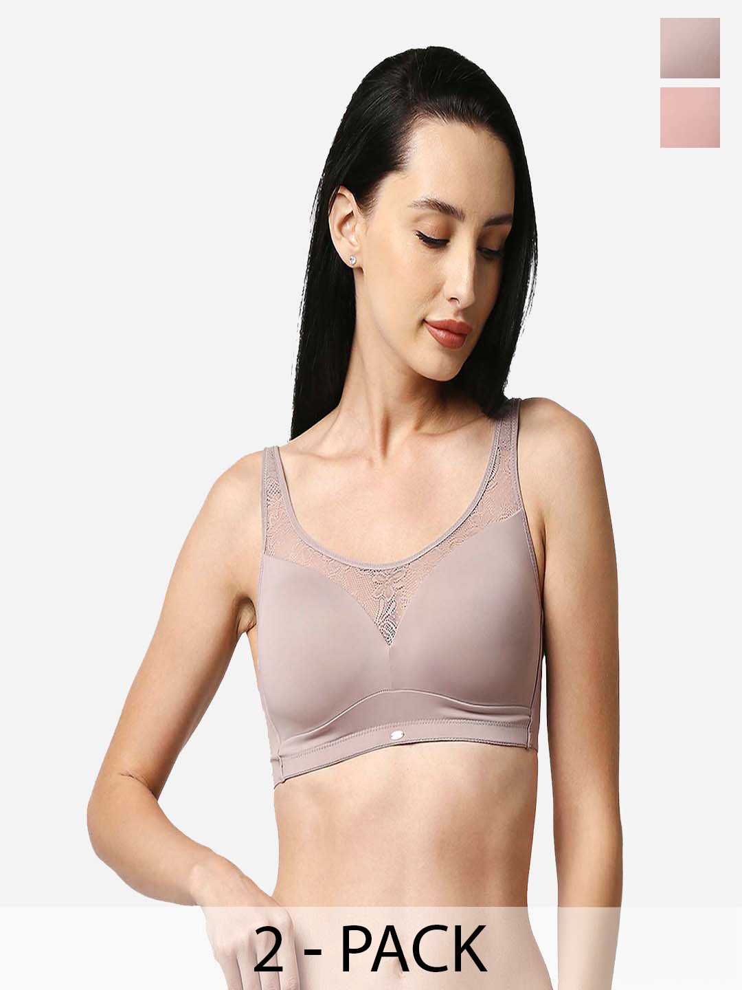 

Soie Pack Of 2 Full Coverage Lightly Padded Bar With All Day Comfort, Pink