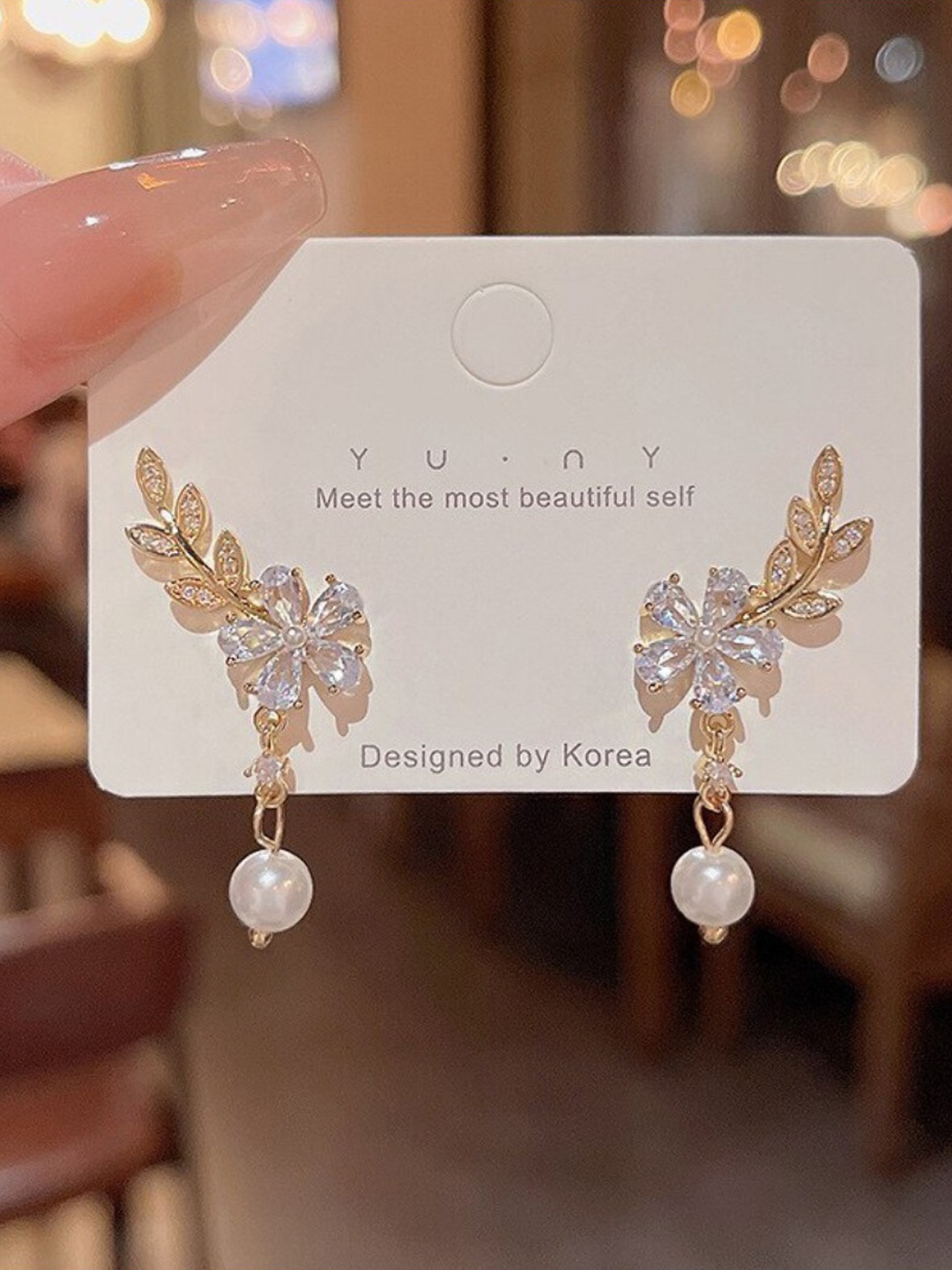 

SALTY Cascade Rhinestone-Studded Floral Drop Earrings, Gold