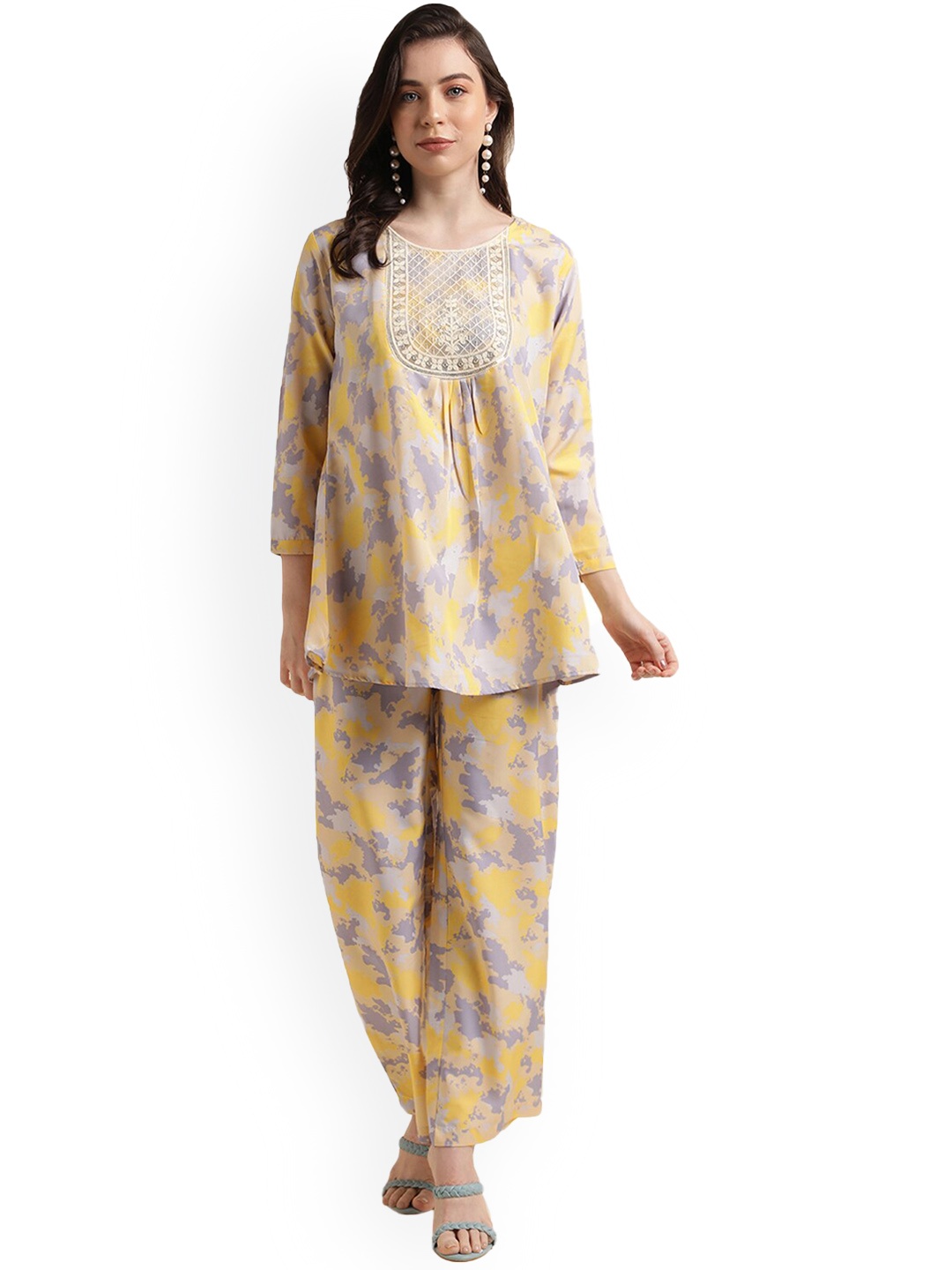 

Nimayaa Abstract Printed Tunic And Trousers, Yellow