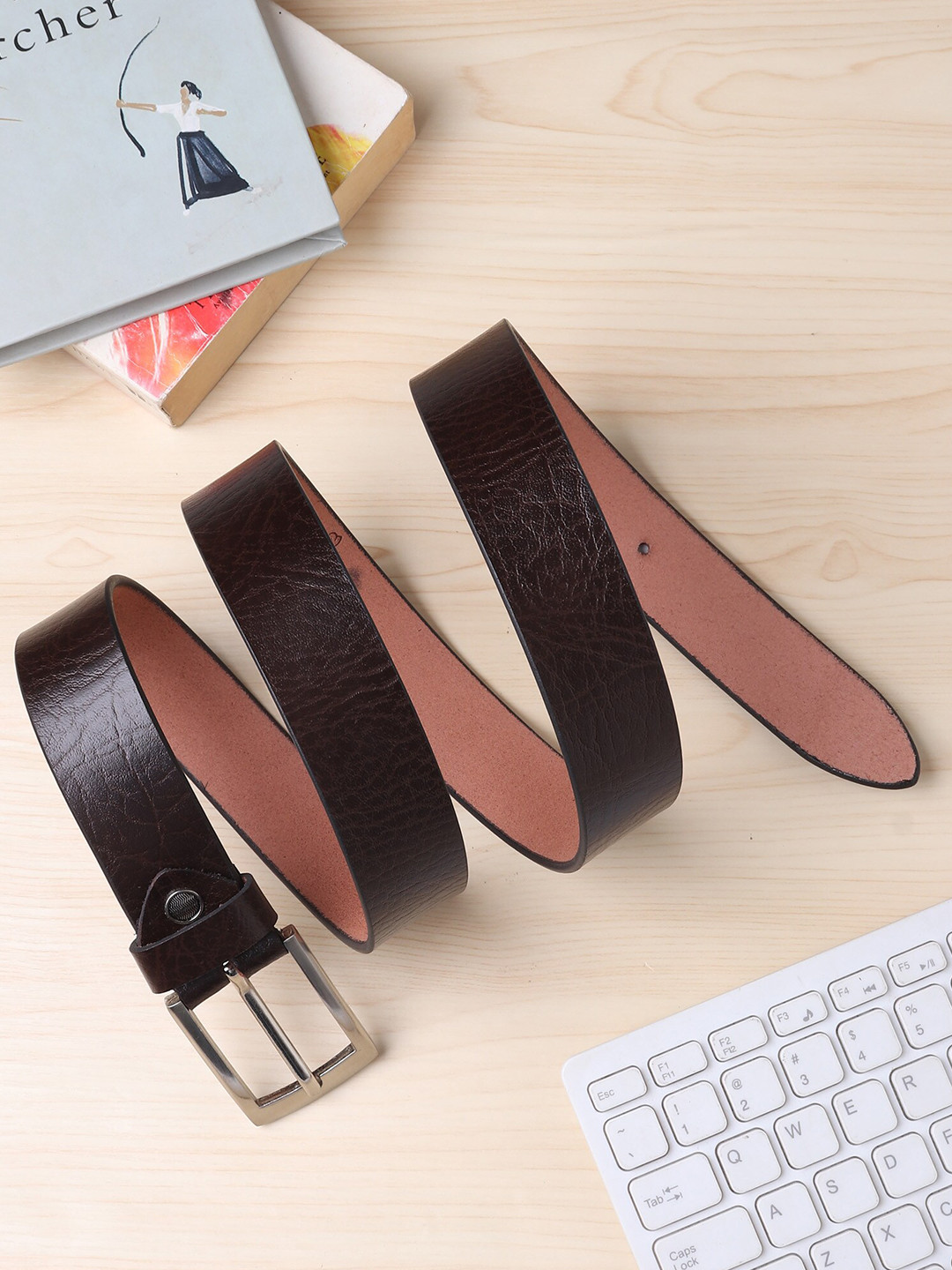 

Roadster Men Textured Genuine Leather Belt, Brown