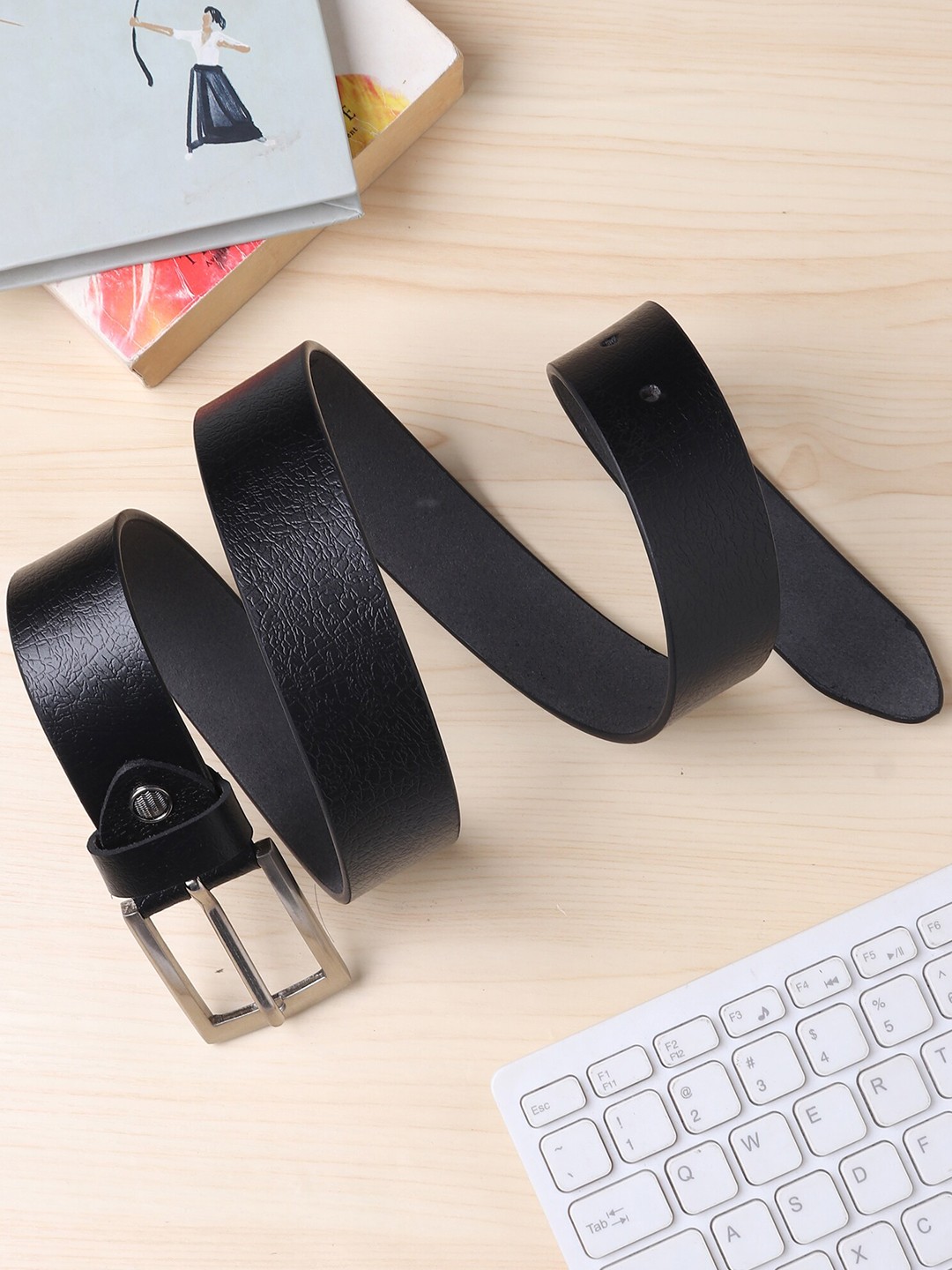 

Roadster Men Textured Genuine leather Belts, Black