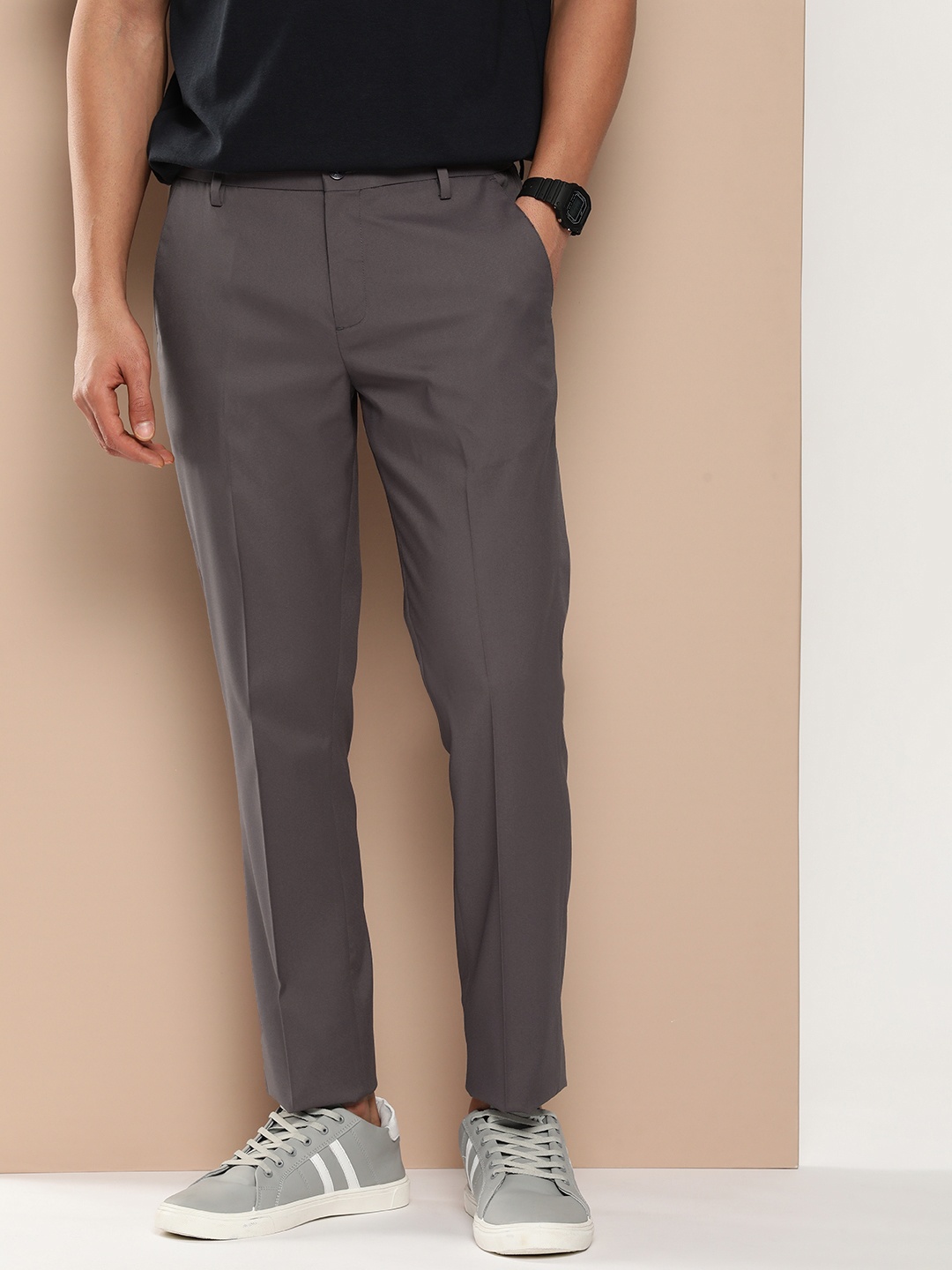 

encore by INVICTUS Men Smart Casual Trousers, Taupe