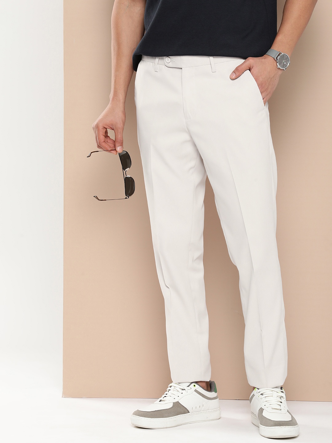 

encore by INVICTUS Men Slim Fit Trousers, White