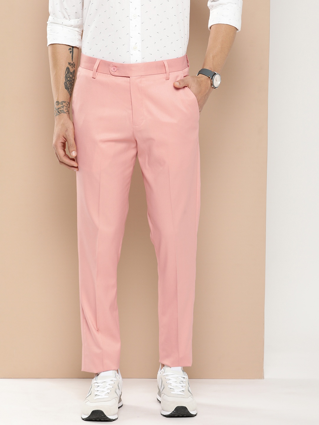 

encore by INVICTUS Men Slim Fit Trousers, Pink