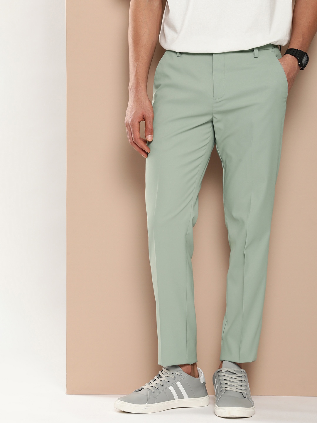 

encore by INVICTUS Men Smart Casual Trousers, Green
