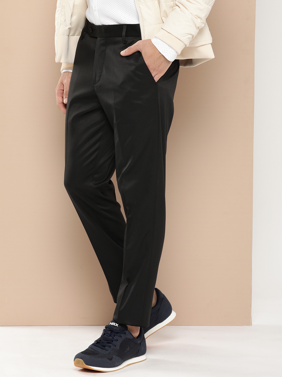 

encore by INVICTUS Men Smart Casual Trousers, Black