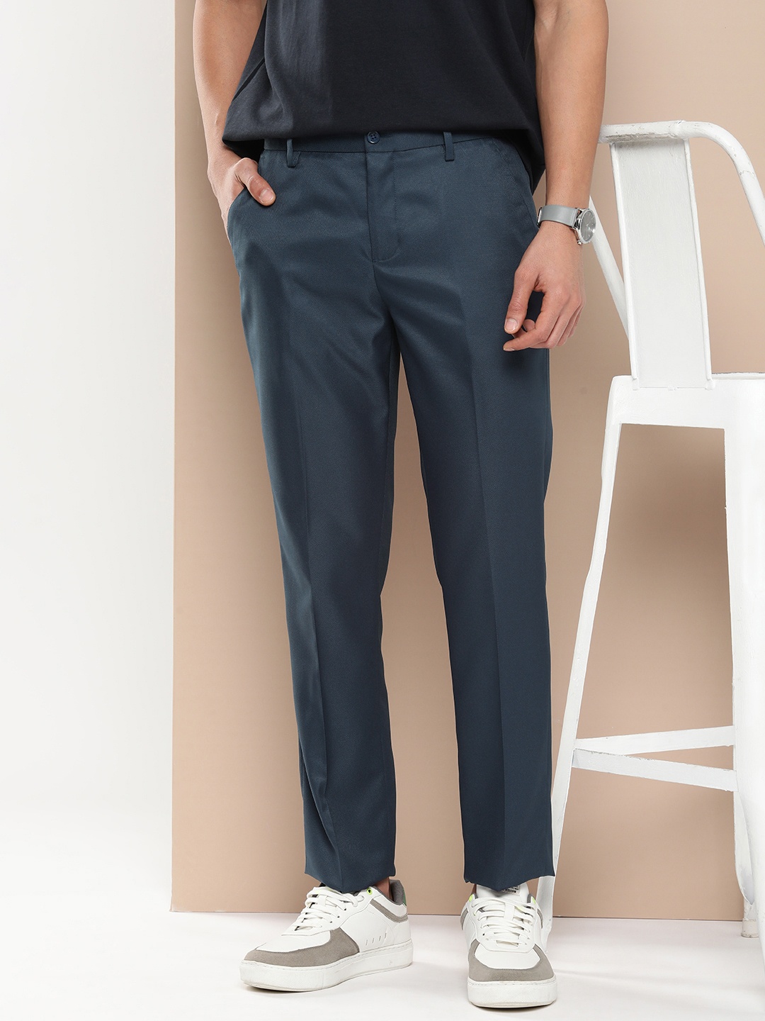 

encore by INVICTUS Men Slim Fit Trousers, Navy blue