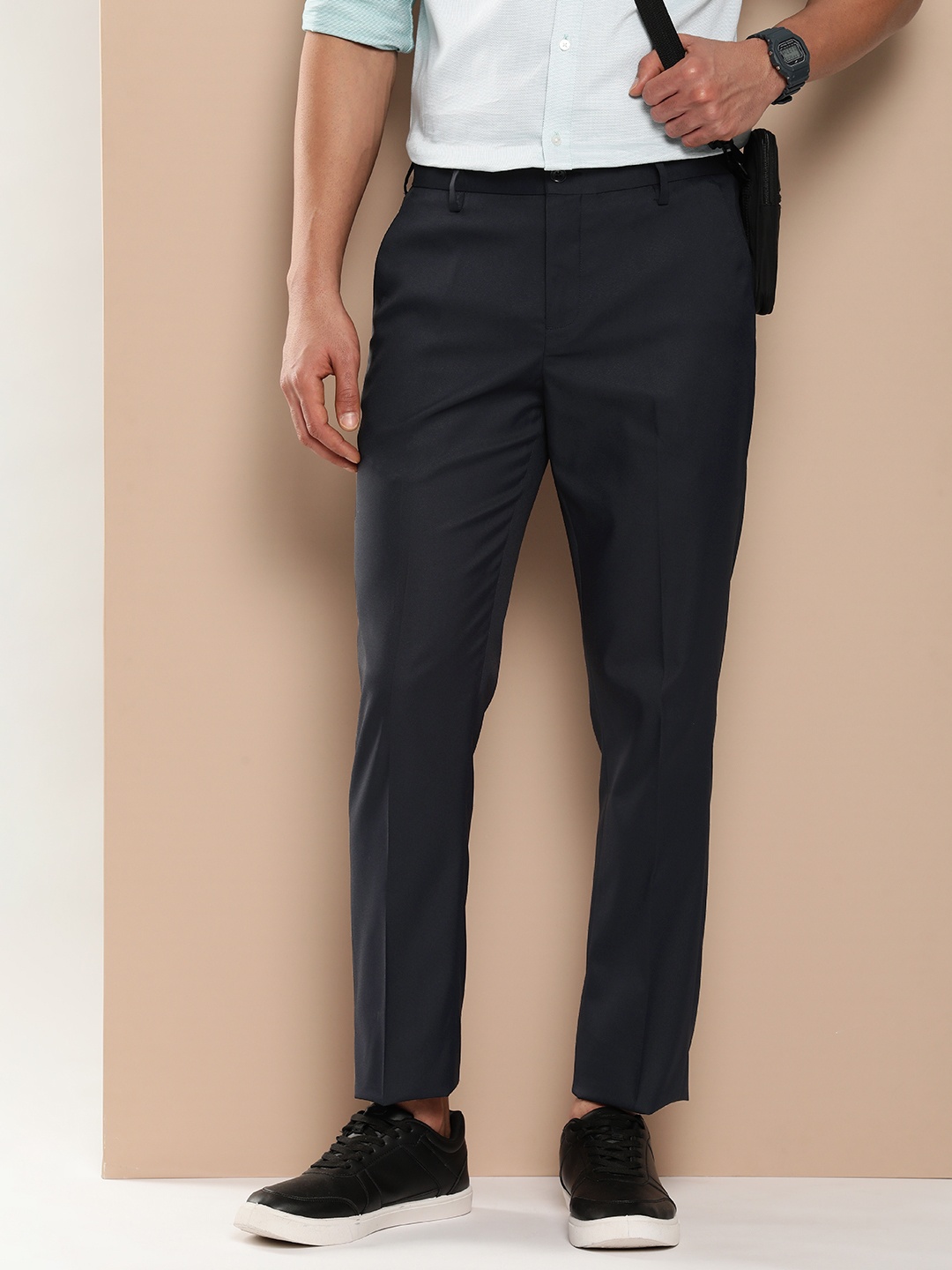 

encore by INVICTUS Men Smart Casual Trousers, Navy blue