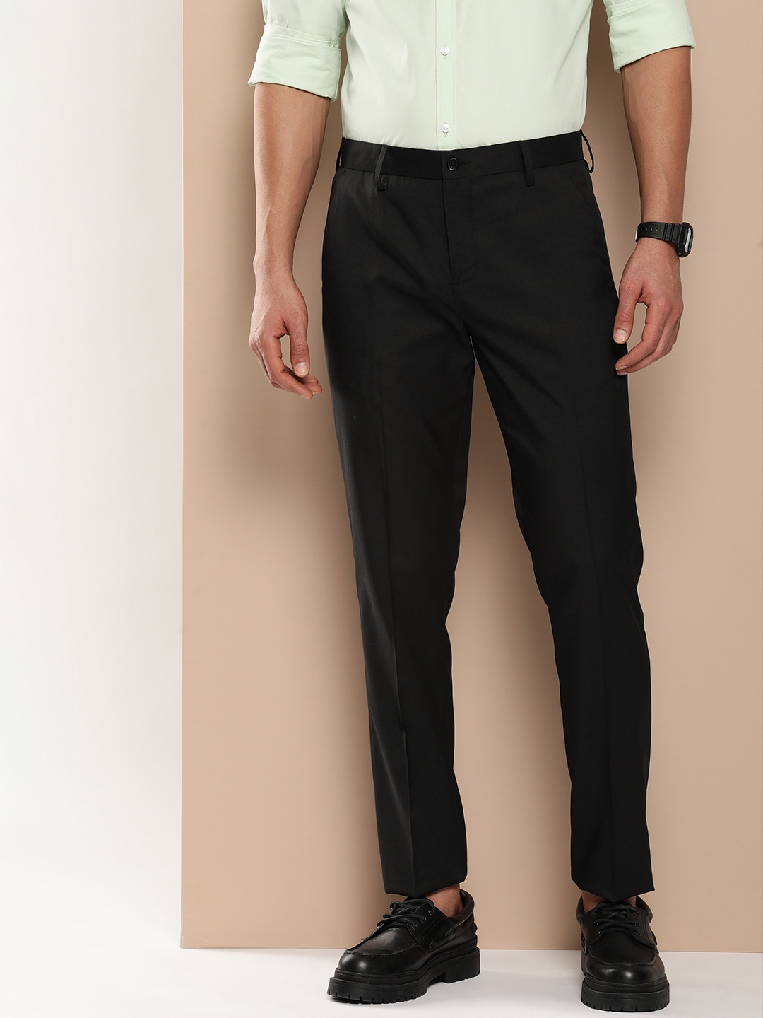 

encore by INVICTUS Men Smart Casual Trousers, Black