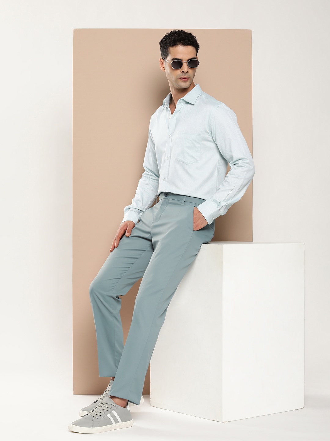 

encore by INVICTUS Men Smart Casual Trousers, Grey