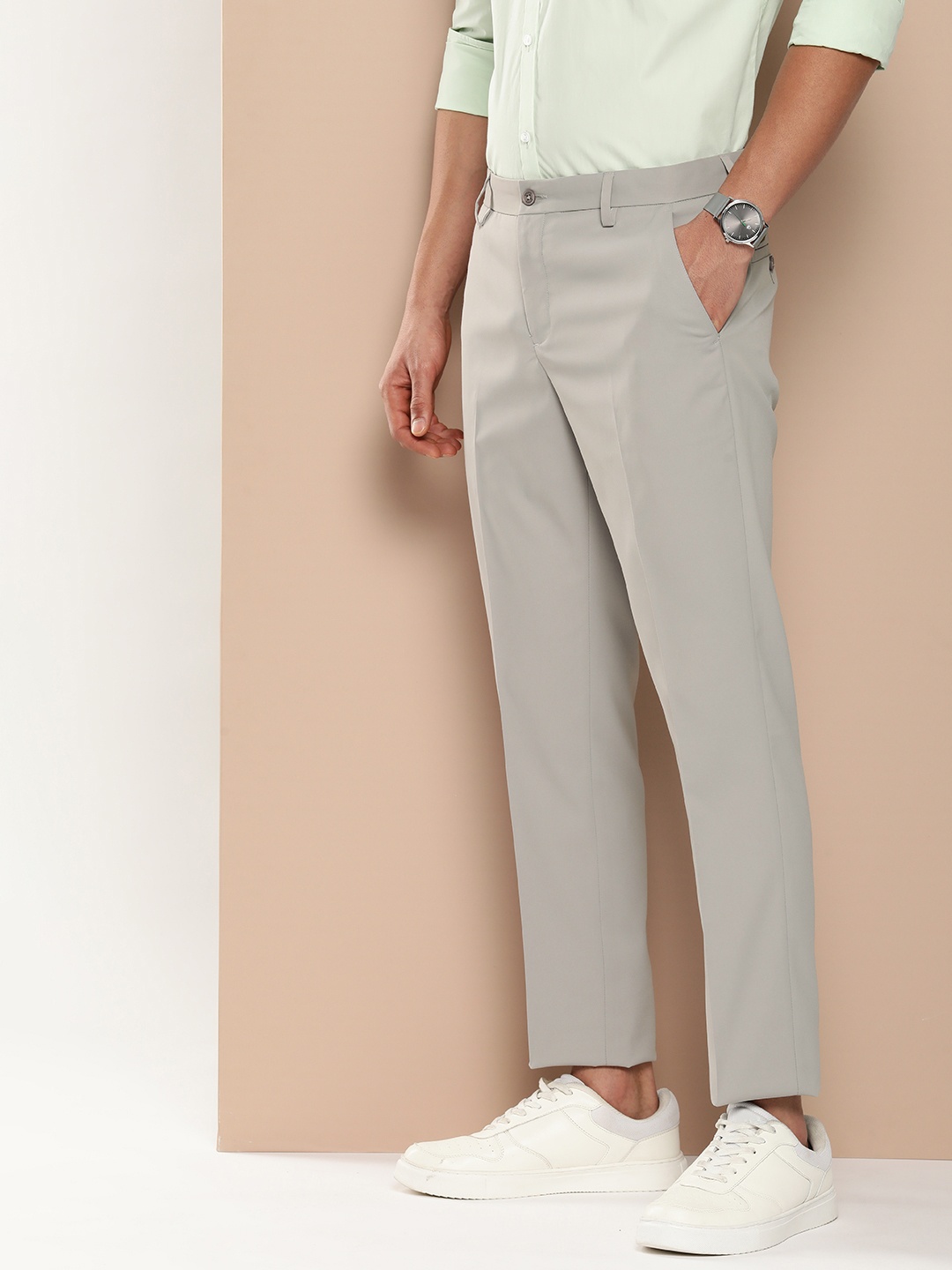 

encore by INVICTUS Men Smart Casual Trousers, Grey