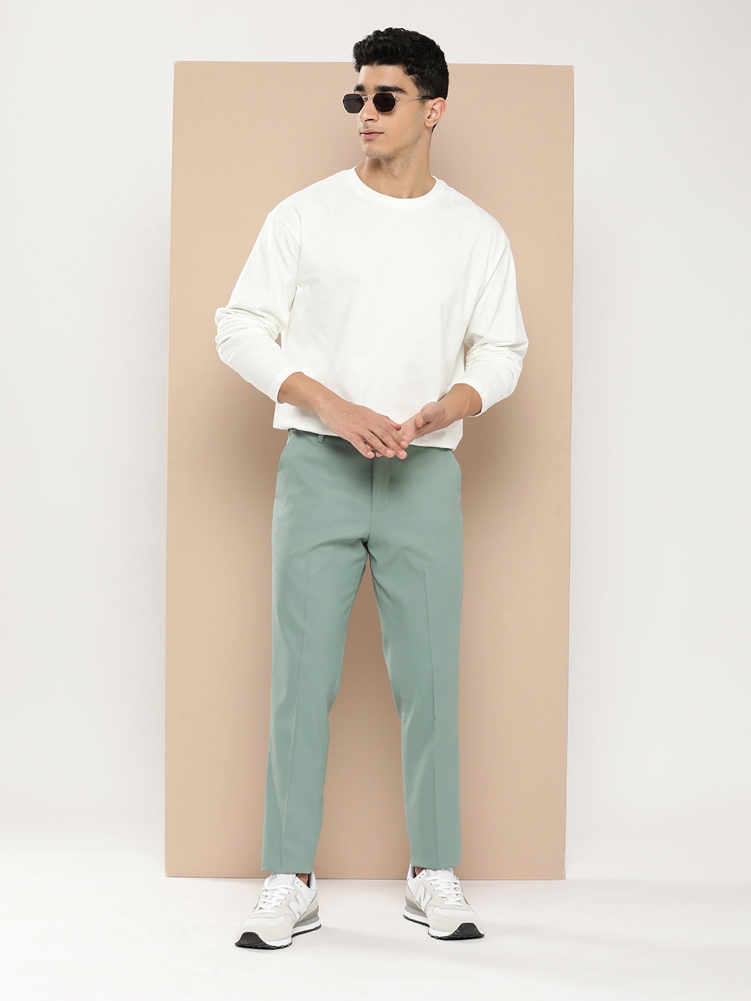 

encore by INVICTUS Men Smart Casual Trousers, Sea green