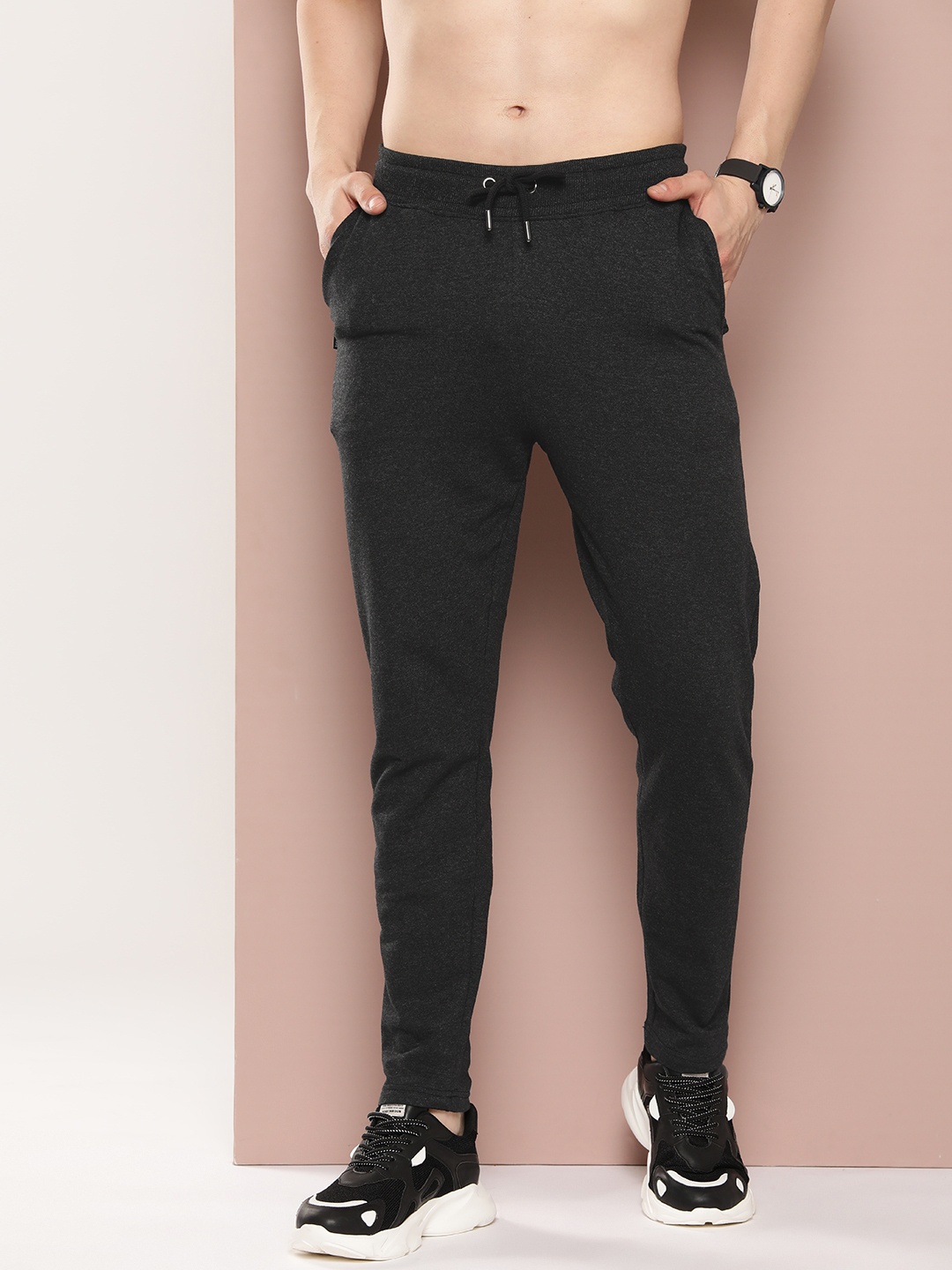 

Harvard Men Mid-Rise Track Pants, Charcoal