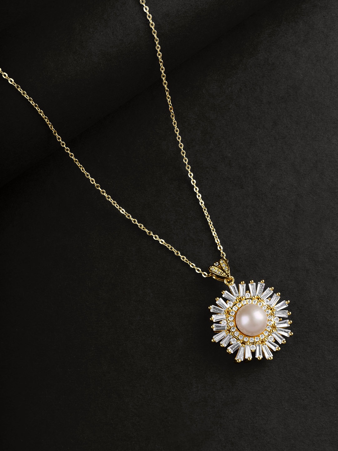 

anore 18K Gold Plated Pearl Pendant Necklace