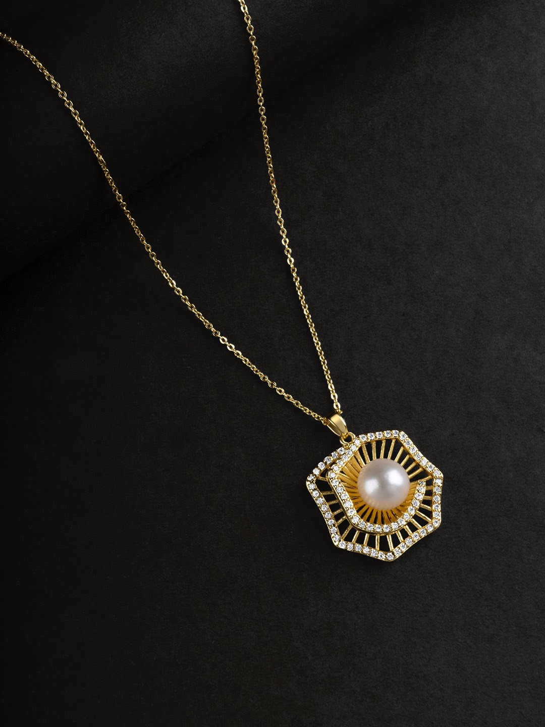 

anore 18K Gold Plated Pearl Pendant Necklace