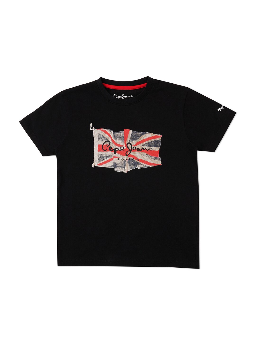 Pepe Jeans Boys Graphic Printed Pure Cotton T-shirt, Black