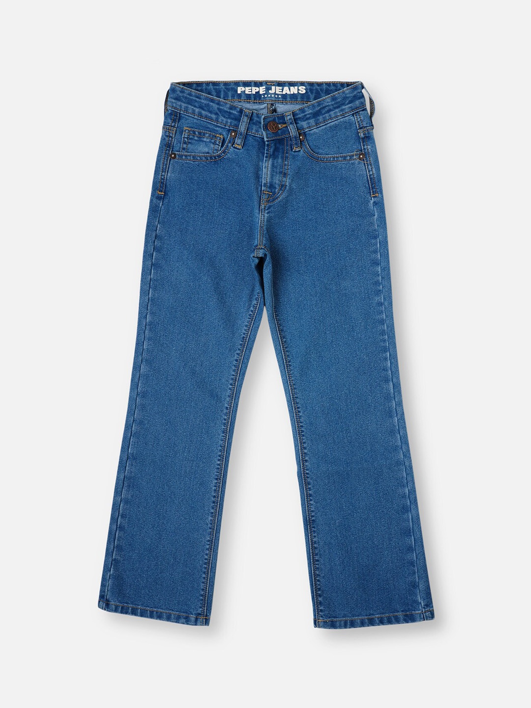 

Pepe Jeans Boys Bootcut Mid-Rise Medium Shade Clean Look Stretchable Jeans, Blue