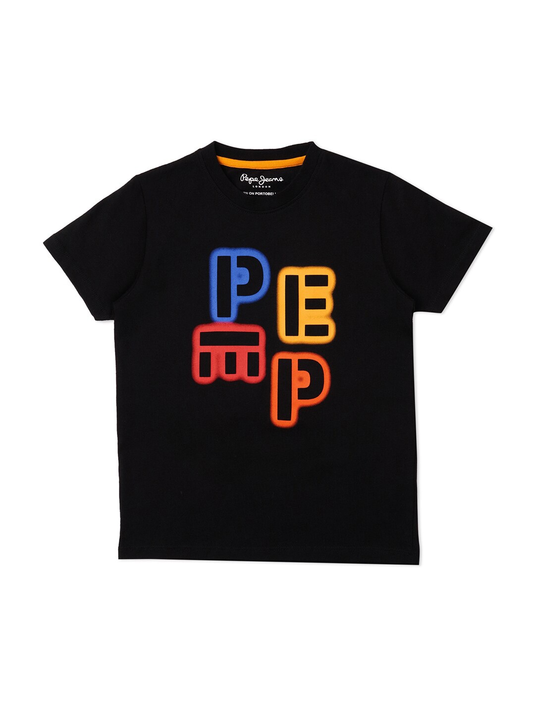 

Pepe Jeans Boys Typography Printed Pure Cotton Oversized T-shirt, Black