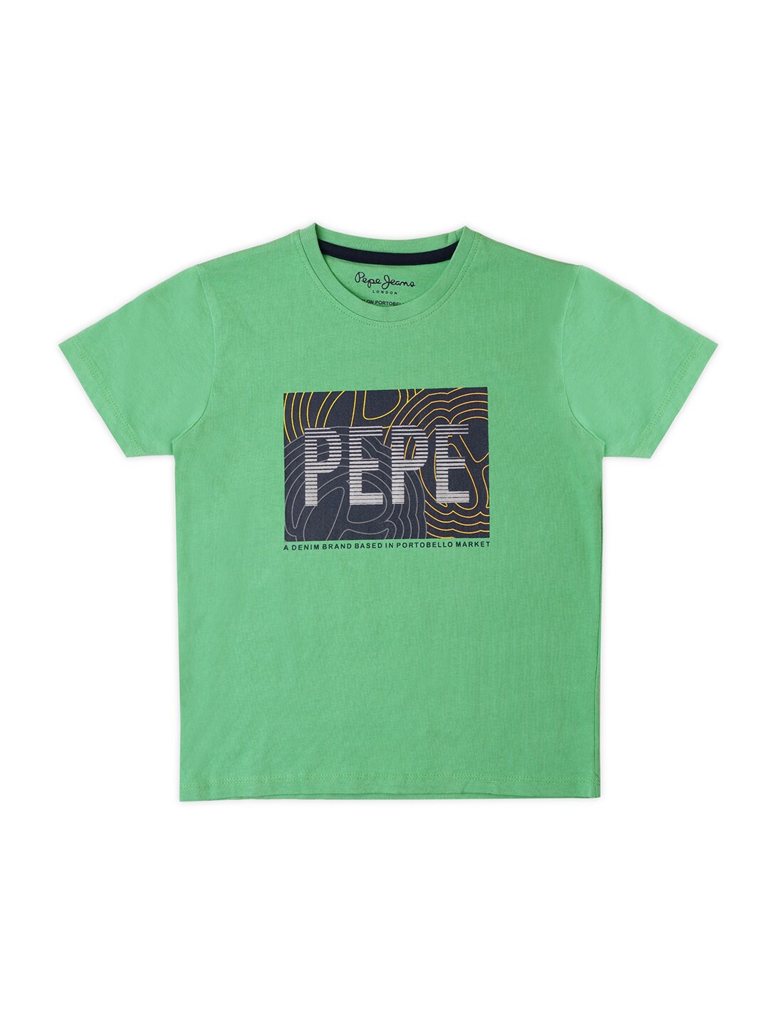 

Pepe Jeans Boys Typography Printed Pure Cotton T-shirt, Green