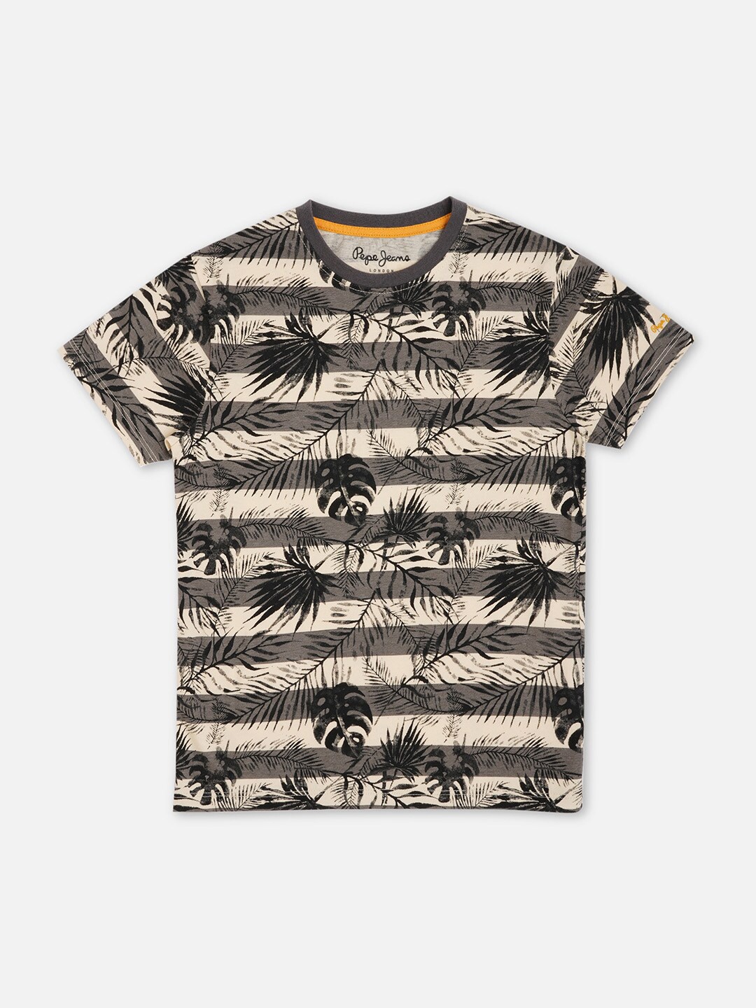 

Pepe Jeans Boys Tropical Printed Pure Cotton T-shirt, Black