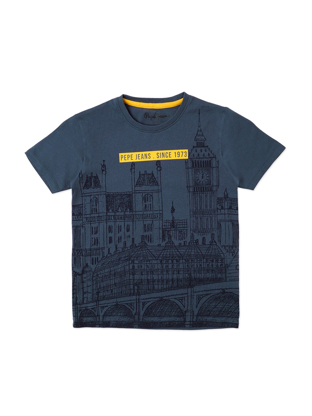 

Pepe Jeans Boys Graphic Printed Pure Cotton T-shirt, Blue