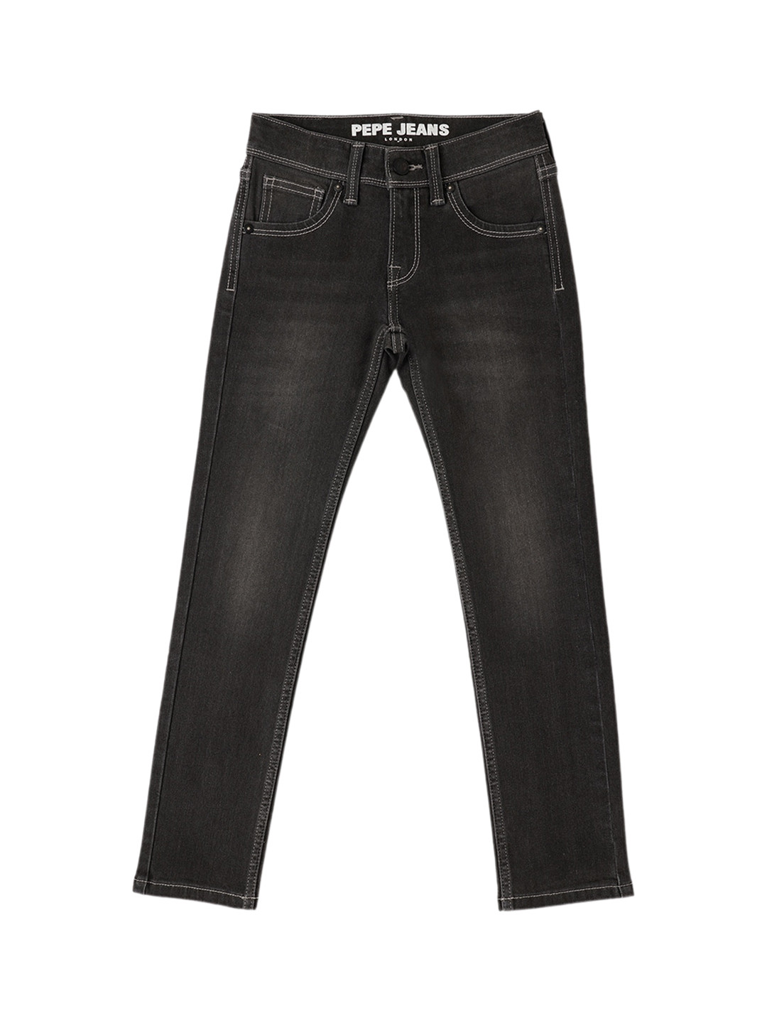 

Pepe Jeans Boys Mid-Rise Slim Fit Clean Look Light Fade Stretchable Jeans, Grey