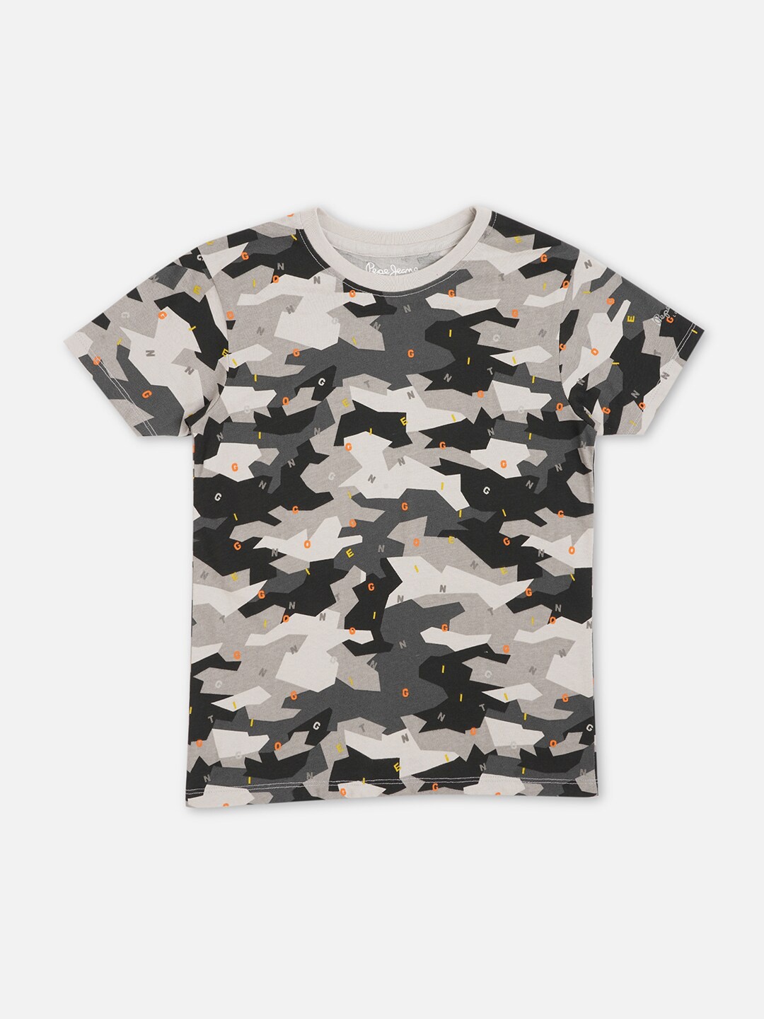 

Pepe Jeans Boys Camouflage Printed Pure Cotton T-shirt, Grey
