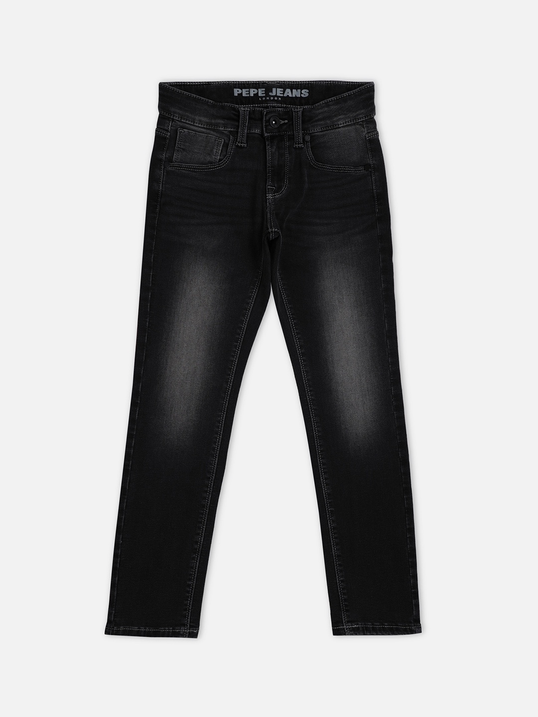 

Pepe Jeans Boys Mid Rise Slim Fit Clean Look Heavy Fade Stretchable Cotton Jeans, Grey