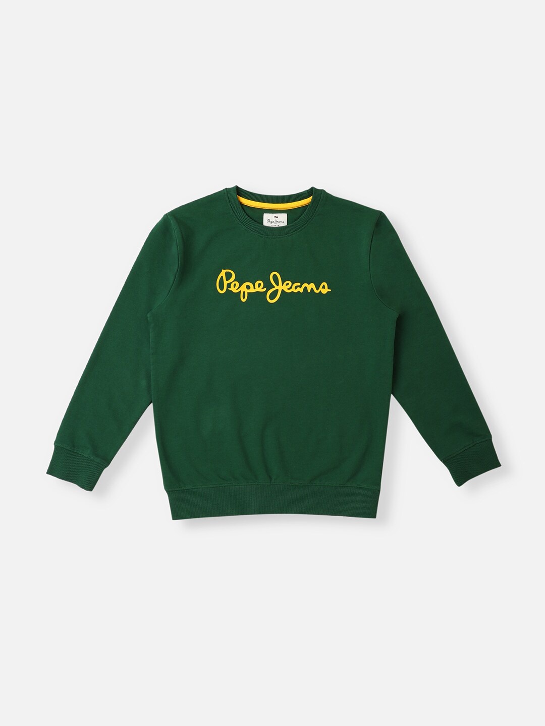 

Pepe Jeans Boys Typography Printed Pure Cotton Pullover, Green