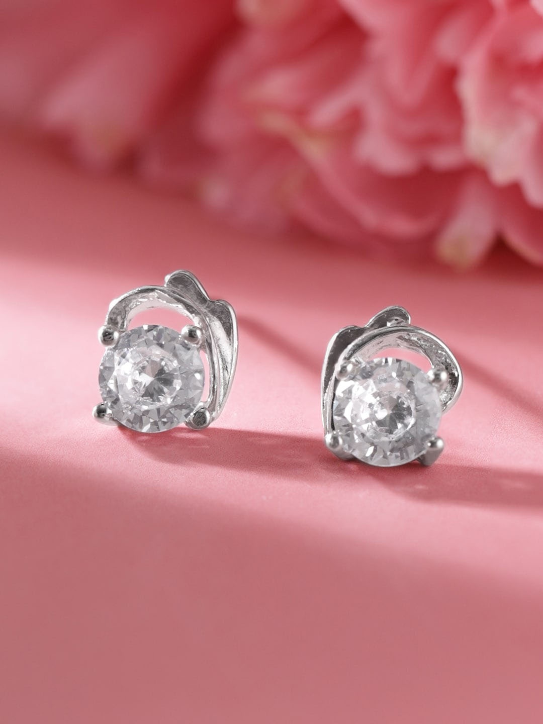 

Rubans Silver Stone Studded Sterling Silver Geometric Studs Earrings