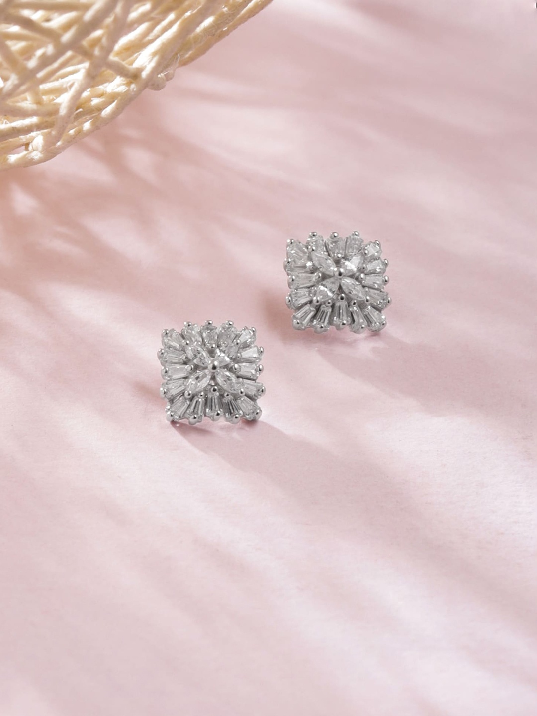 

Rubans Silver Stone Studded Sterling Silver Studs Earrings