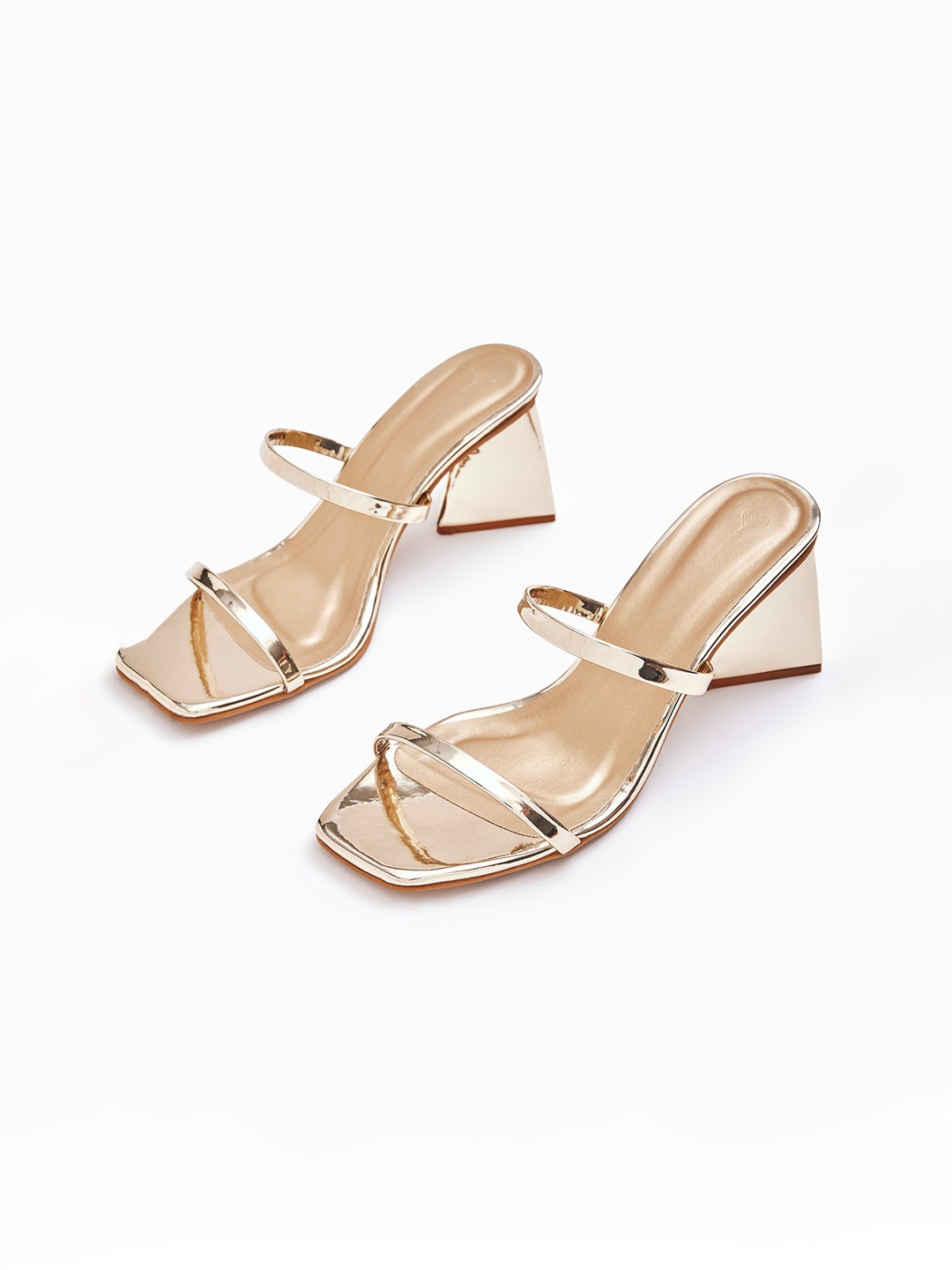 

The Label Life Square Toe Block Heels, Gold