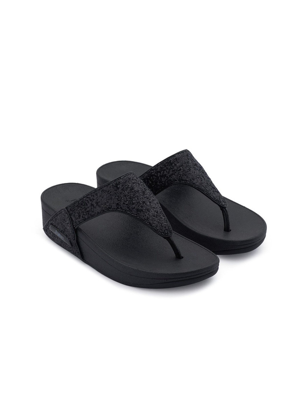 

PEPITOES Textured Open Toe Wedges, Black