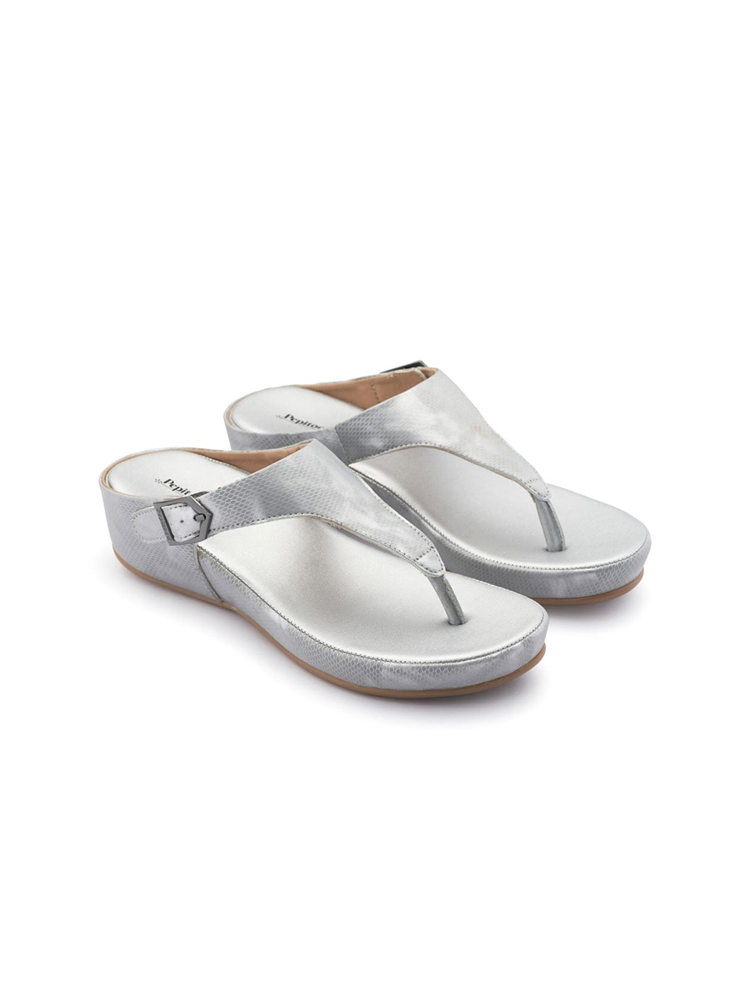 

PEPITOES Textured Wedge Heels, Silver