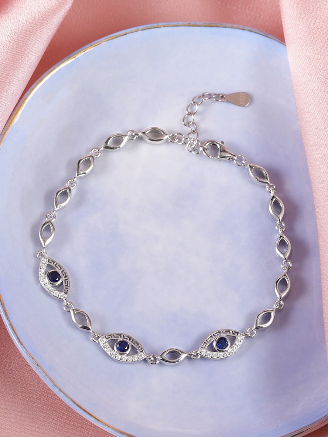 

Rubans Silver Women 925 Sterling Silver Cubic Zirconia Rhodium Plated Wraparound Bracelet