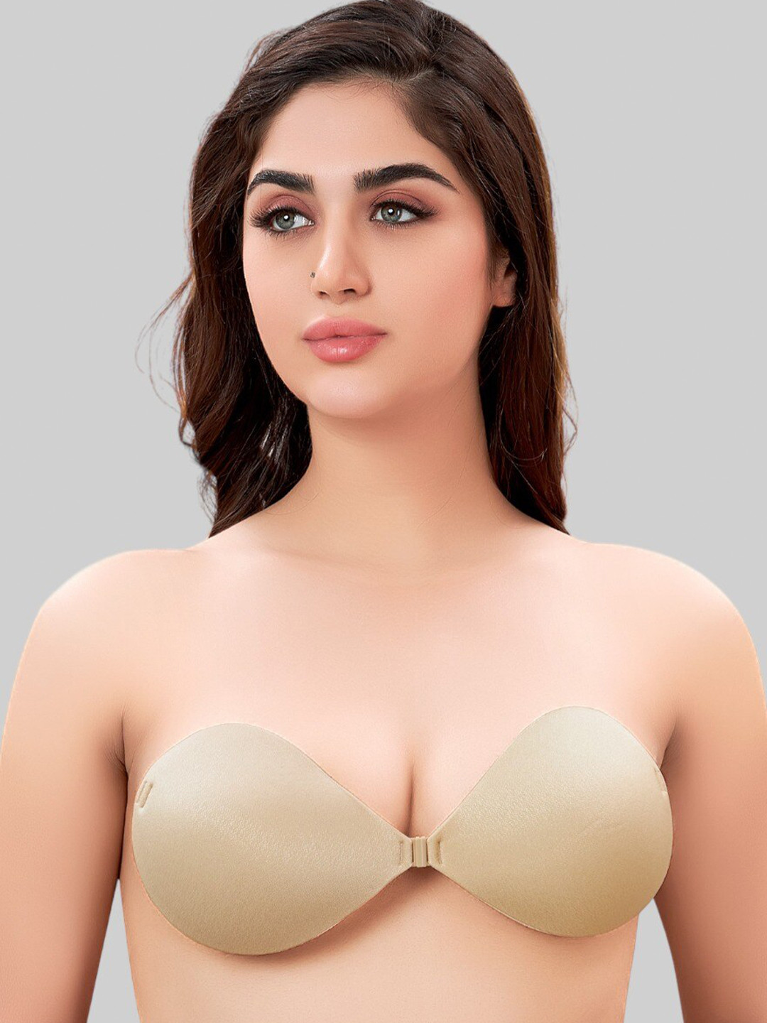 

PLUMBURY Self Adhesive Reusable Silicon Nipple Stick on Bra, Beige