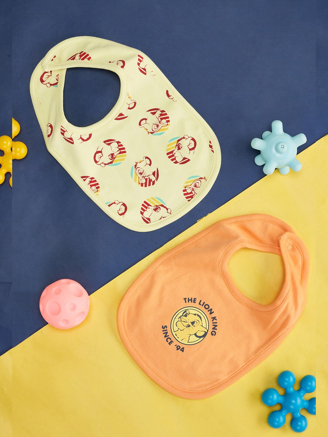 

Pantaloons Baby Infants Pack Of 2 Printed Cotton Bibs, Orange