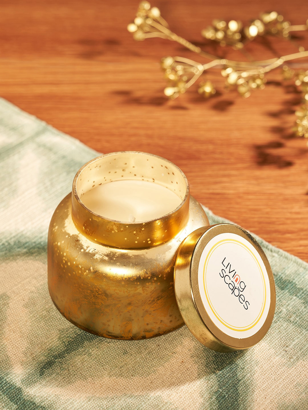 

Living scapes by Pantaloons Beige Candle With Jar, Gold