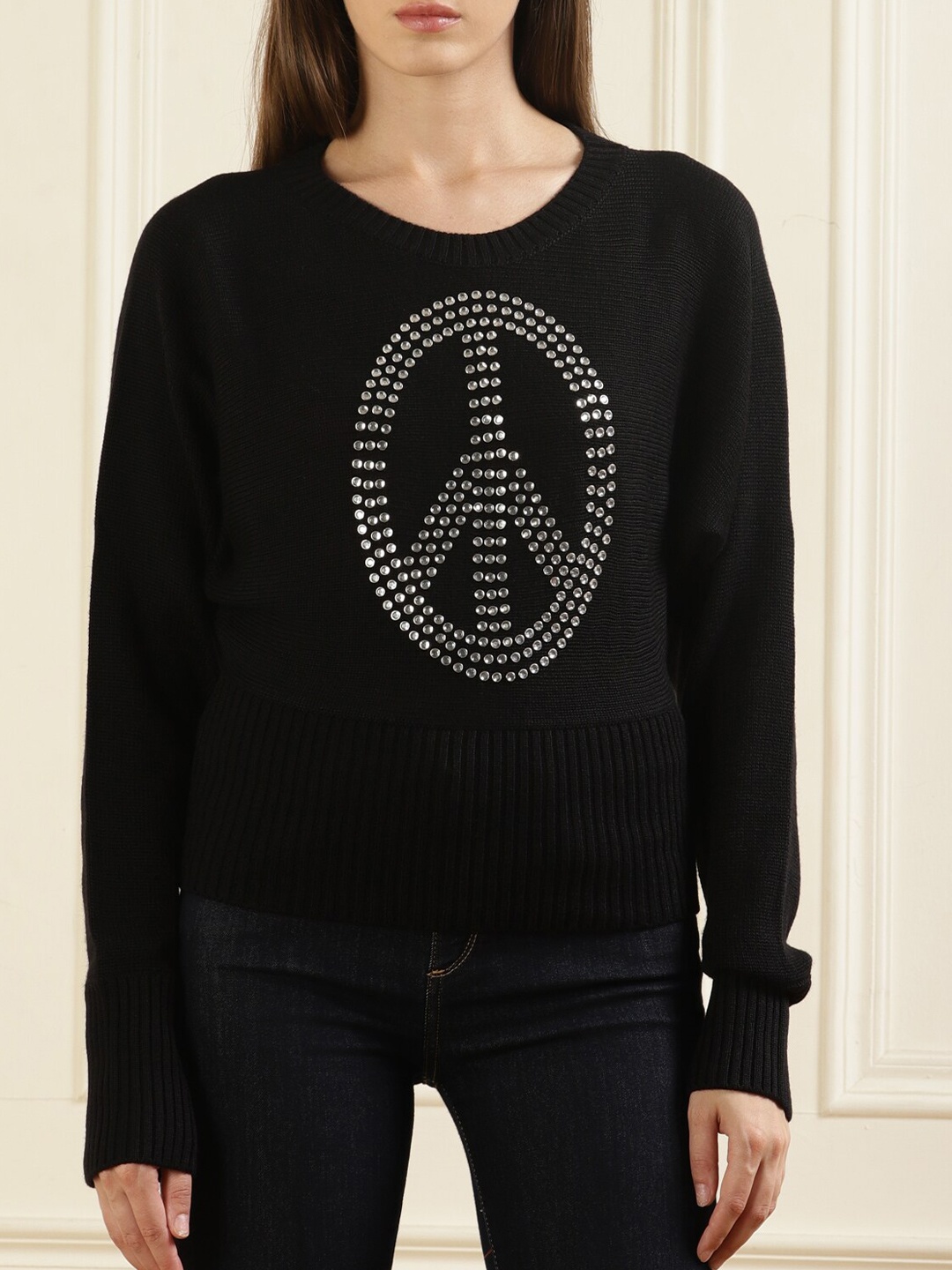 

MOSCHINO COUTURE Embellished Pullover, Black