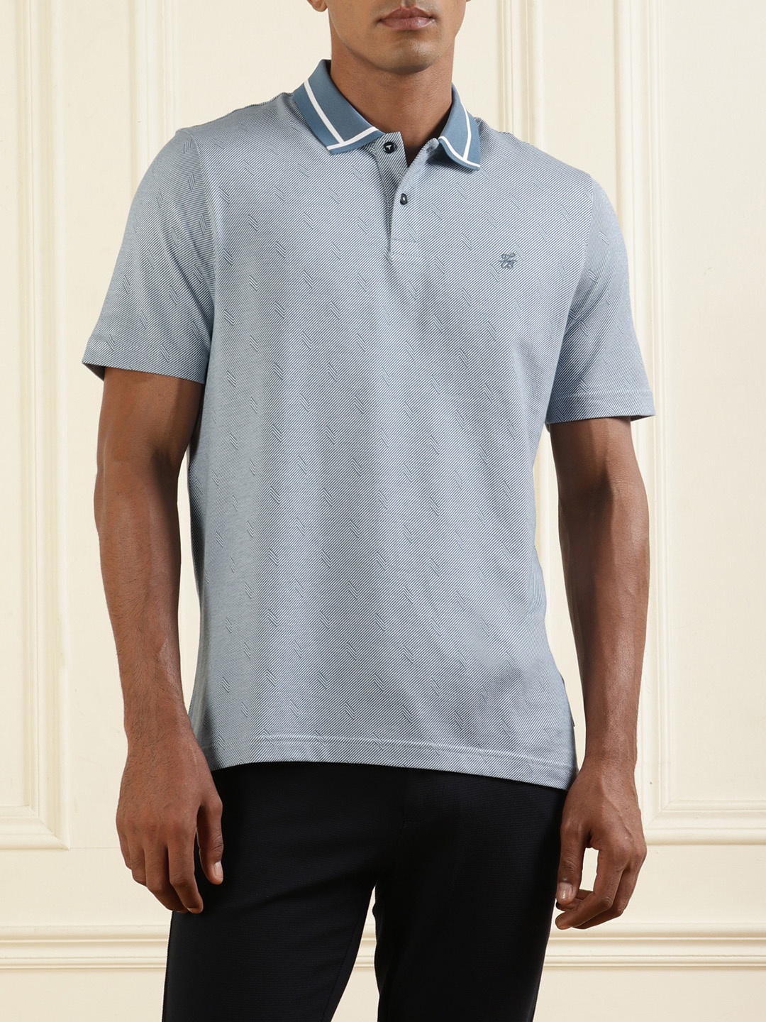 

Ted Baker Striped Polo Collar Cotton T-shirt, Blue