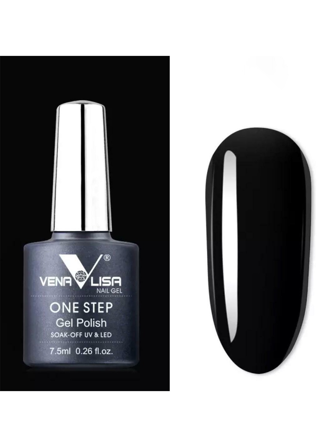 

VENALISA One Step High-Gloss Soak-Off UV & LED Gel Nail Polish 7.5ml - Shade 970, Black