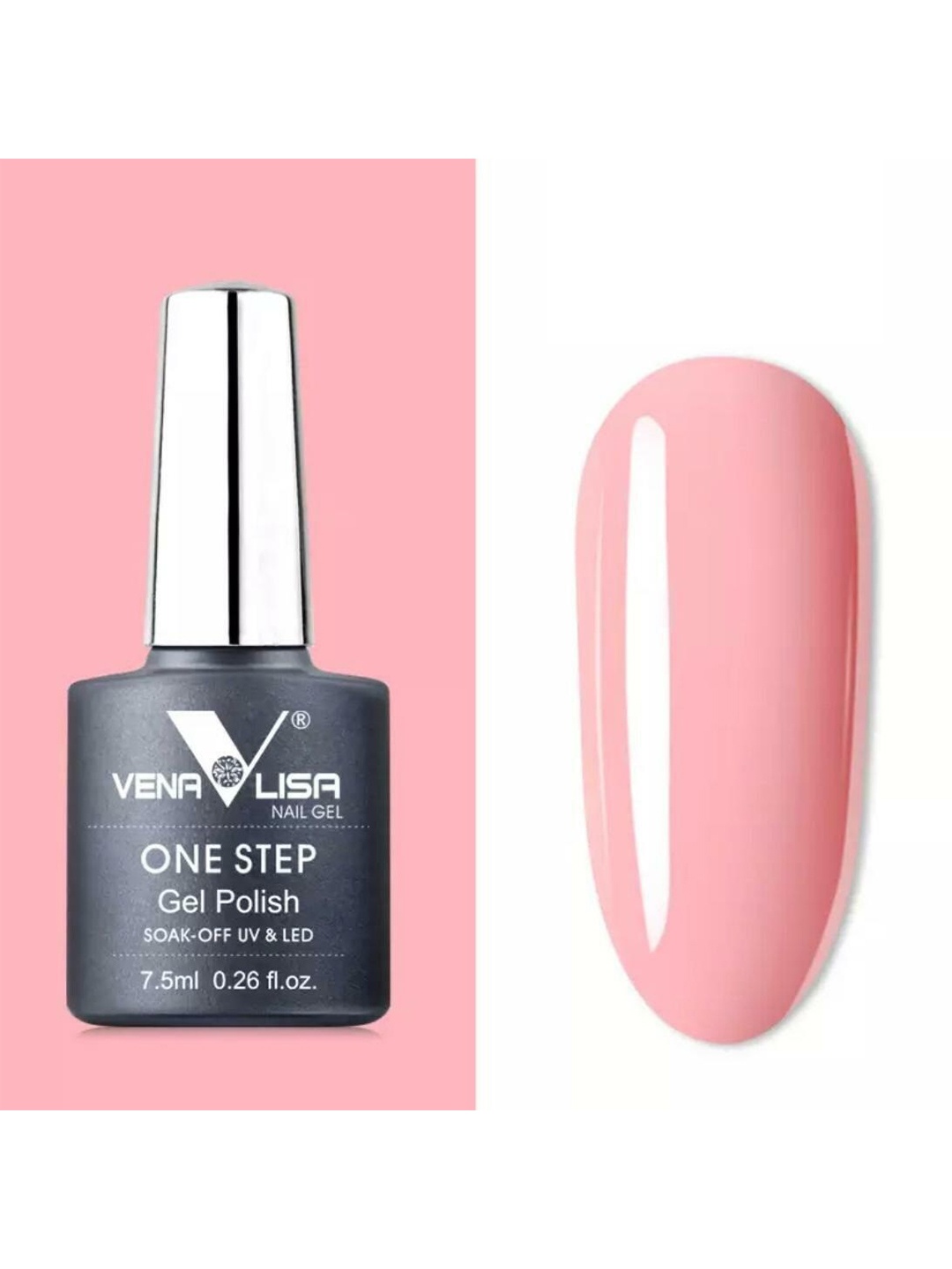 

VENALISA One Step High-Gloss Soak-Off UV & LED Gel Nail Polish 7.5ml - Shade 968, Pink