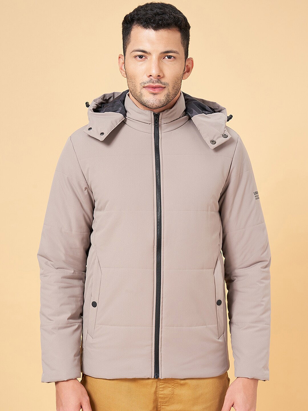 

Urban Ranger by pantaloons Hooded Tailored Jacket, Beige