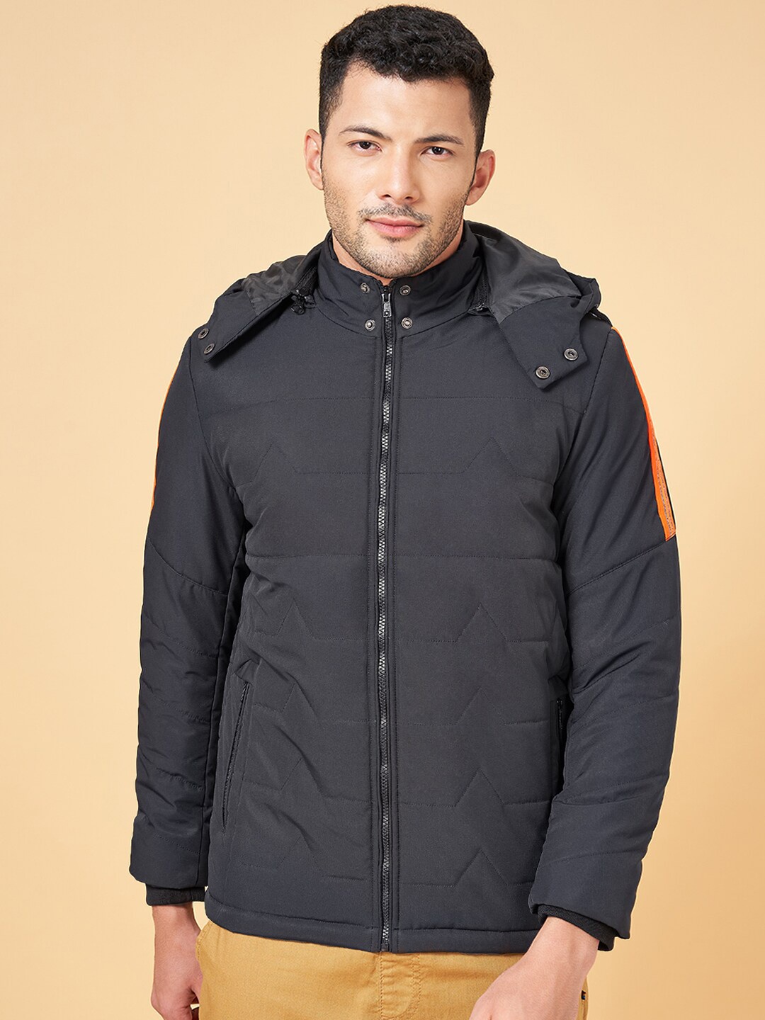 

Urban Ranger by pantaloons Mock Collar Padded Jacket, Black