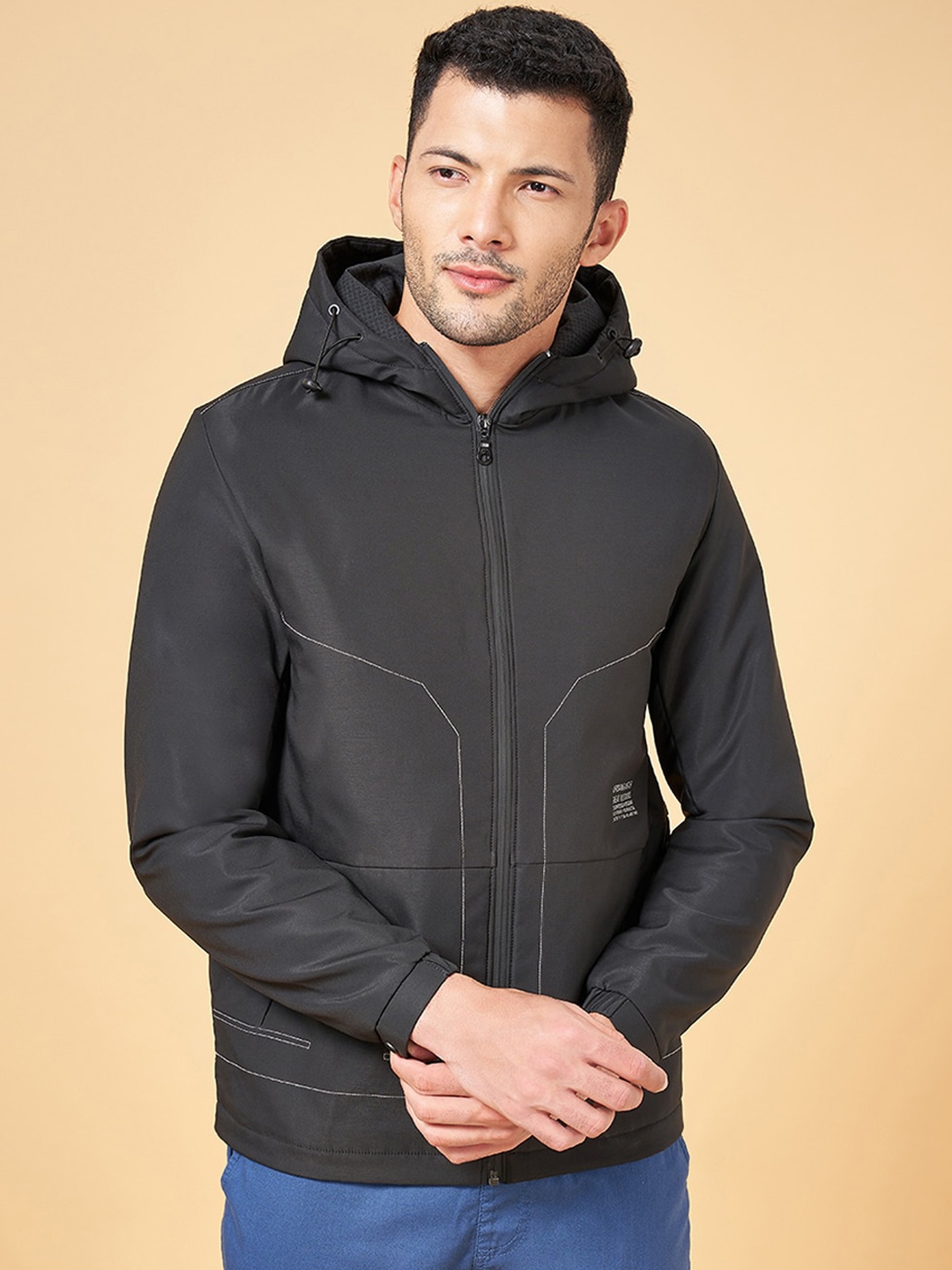 

Urban Ranger by pantaloons Hooded Long Sleeves Bomber Jacket, Black