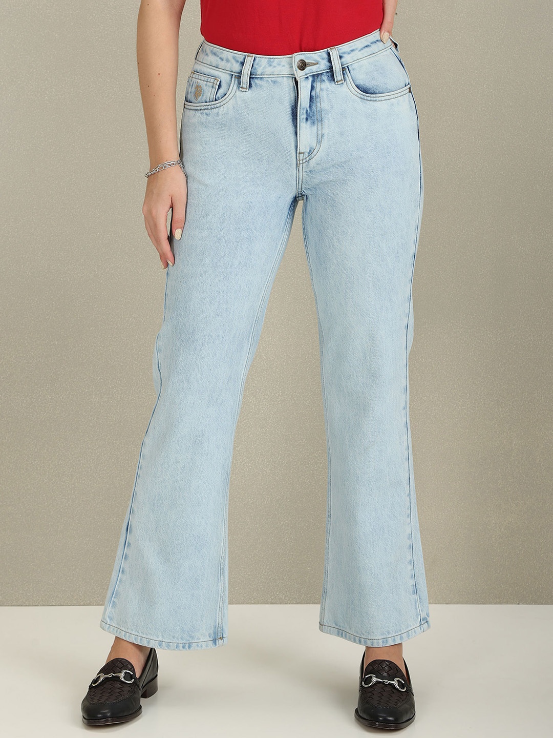 

U.S. Polo Assn. Women Bootcut Heavy Fade Clean Look Cotton Jeans, Blue