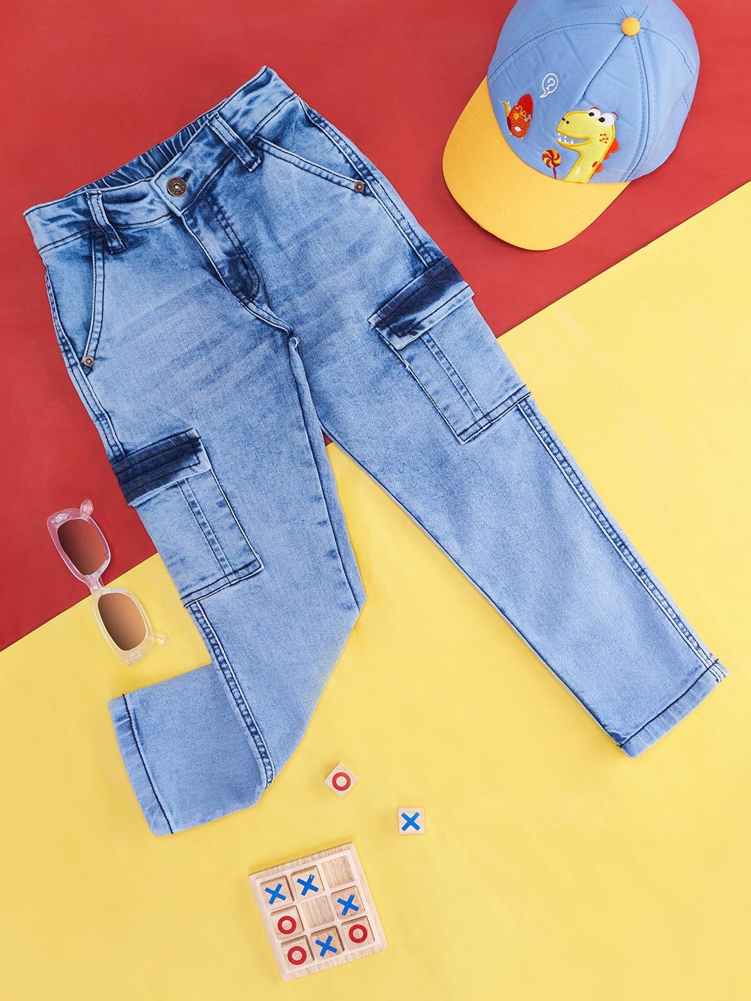 

Pantaloons Junior Boys Heavy Fade Clean Look Cargo Jeans, Blue